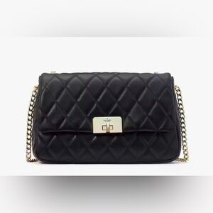 Kate Spade Carey Medium Flap Shoulder Bag Black quilted leather